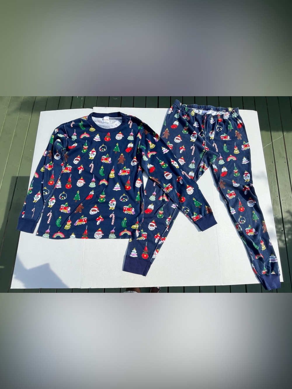 Hanna Andersson WMNS Size Large Organic Cotton Long John Pajama Set Blue -READ